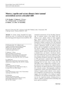 Environ Monit Assess:293–302 DOIs10661Murres, capelin and ocean climate: inter-annual associations across a decadal shift P. M. Regular · F. Shuhood · T. Power ·
