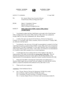 Audit of the UNODC Country Office, Bolivia [AE2004[removed]]