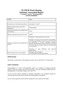 EU PSUR Work Sharing Summary Assessment Report Lentoquine®, Serecor® (Hydroquinidine) ES/H/PSURP-RMS