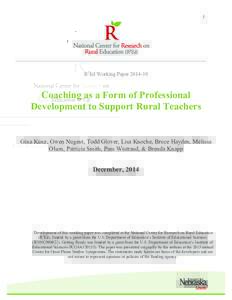 1  R2Ed Working PaperCoaching as a Form of Professional Development to Support Rural Teachers