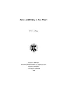 Names and Binding in Type Theory  Ulrich Schöpp NI VER