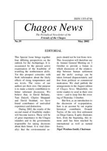 ISSN[removed]Chagos News The Periodical Newsletter of the Friends of the Chagos No.19