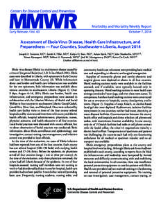 Morbidity and Mortality Weekly Report Early Release / Vol. 63 October 7, 2014  Assessment of Ebola Virus Disease, Health Care Infrastructure, and