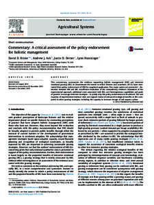 Agricultural Systems–53  Contents lists available at ScienceDirect Agricultural Systems journal homepage: www.elsevier.com/locate/agsy