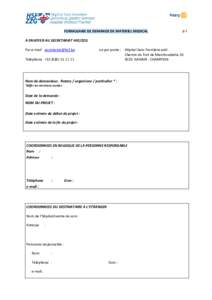 FORMULAIRE DE DEMANDE DE MATERIEL MEDICAL  p.1 A ENVOYER AU SECRETARIAT HSF/ZZG Par e-mail 
