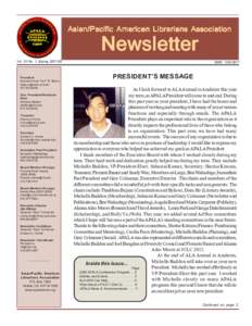 Asian/Pacific American Librarians Association  Newsletter Vol. 28 No. 3 (Spring)