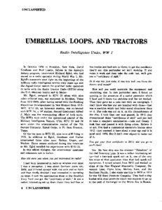 UNCLASSIFIED  UMBRELLAS, LOOPS, AND TRACTORS