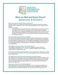 What are Wild and Scenic Rivers? Questions & Answers What is the purpose of the Wild and Scenic Rivers Act? Enacted in 1968, the Act provides a national policy and program to preserve and protect selected rivers, or segm