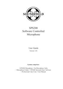 SOUNDFIELD SPS200 Software Controlled Microphone  User Guide