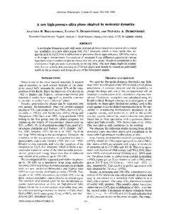 American Mineralogist, Volume 81, pages[removed], 1996  A new high-pressure silica phase obtained by molecular dynamics