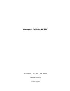 Observer’s Guide for QUIRC  K.-W. Hodapp J.L. Hora