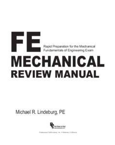 FE  Rapid Preparation for the Mechanical Fundamentals of Engineering Exam  MECHANICAL