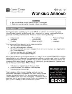 GUIDE  TO WORKING ABROAD FIRST STEPS