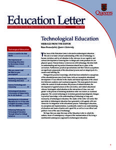 Education Letter A publication of the Faculty of Education and the Education Alumni Committee Winter[removed]Technological Education
