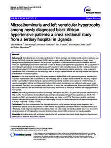 Microalbuminuria and left ventricular hypertrophy among newly diagnosed black African hypertensive patients: a cross sectional study from a tertiary hospital in Uganda