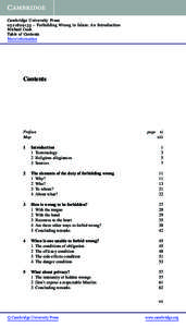 Cambridge University Press[removed]Forbidding Wrong in Islam: An Introduction Michael Cook Table of Contents More information