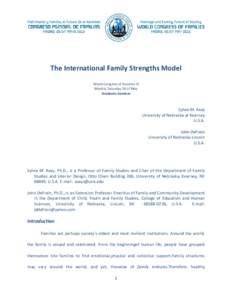 The International Family Strengths Model World Congress of Families VI Madrid, Saturday 26 of May Academic Seminar  Sylvia M. Asay