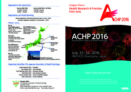 Congress Theme :  Registration Fee（early bird） Fee for ACHP[removed]Fee for ACHP 2016 + ICP 2016