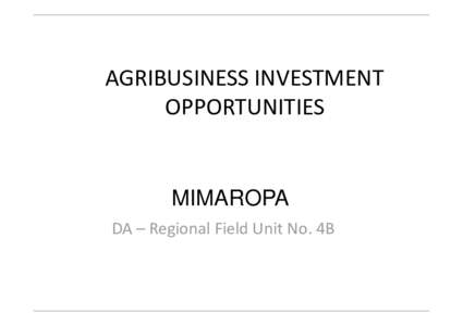 AGRIBUSINESS INVESTMENT OPPORTUNITIESCompatibility Mode]