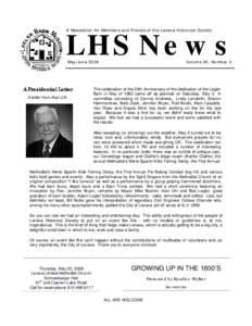 LHS News A Newsletter for Members and Friends of the Lenexa Historical Society May/JuneA Presidential Letter