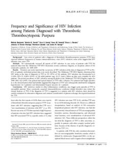 MAJOR ARTICLE  HIV/AIDS Frequency and Significance of HIV Infection among Patients Diagnosed with Thrombotic