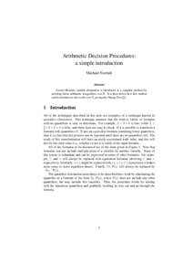 Arithmetic Decision Procedures: a simple introduction Michael Norrish