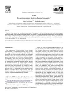 Biochimica et Biophysica Acta – 286 www.bba-direct.com Review  Recent advances in ion channel research