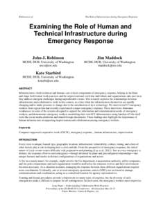 Robinson et al.  The Role of Infrastructure during Emergency Response Examining the Role of Human and Technical Infrastructure during