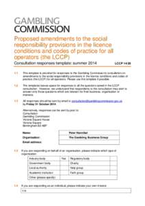 Response form LCCP consultation September 2013