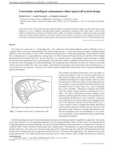 Proceedings in Applied Mathematics and Mechanics, 15 OctoberUncertainty modeling in autonomous robust spacecraft system design Martin Fuchs1∗ , Arnold Neumaier1 , and Daniela Girimonte2 1 2
