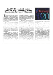 CACCI President takes part in B20 International Business Advisory Council B