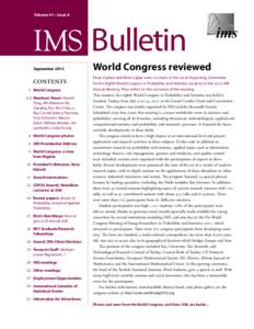 Volume 41 • Issue 6  IMS  Bulletin September 2012