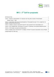 IMI 2 - 3rd Call for proposals INTRODUCTION.............................................................................................................................................................. 2 TOPIC 1: REMOTE 