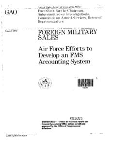 AFMD-90-82FS Foreign Military Sales: Air Force Efforts to Develop an FMS Accounting System