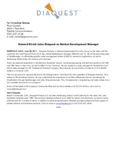 For Immediate Release Press Contact: Mark J. Pescatore Pipeline Communicationse-mail: 