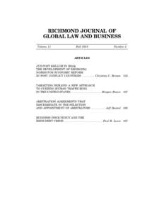RICHMOND JOURNAL OF GLOBAL LAW AND BUSINESS Volume 11 Fall 2012
