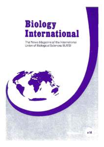 Biology The News Magazine of the International Union of Biological Sciences (IUBS) Contents (No 14, Editorial