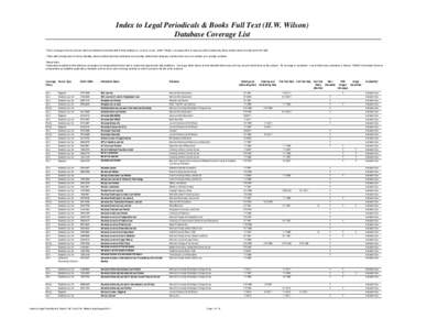 Index to Legal Periodicals & Books Full Text (H.W. Wilson) Database Coverage List 