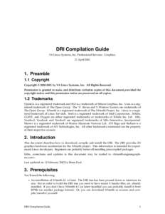 DRI Compilation Guide VA Linux Systems, Inc. Professional Services - Graphics. 21 April[removed]Preamble 1.1 Copyright