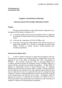LC Paper No. CB[removed])  For discussion on 12 December[removed]Legislative Council Panel on Education