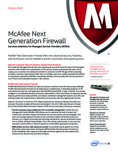 Solution Brief  McAfee Next Generation Firewall  Services solutions for Managed Service Providers (MSPs)