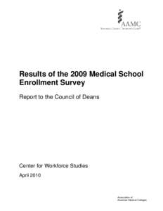 Results of the 2009 Medical School Enrollment Survey