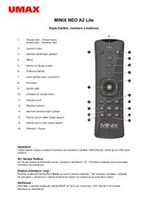 MINIX NEO A2 Lite Popis tlačítek, instalace a kalibrace 1.  Dlouhý stisk – Power menu