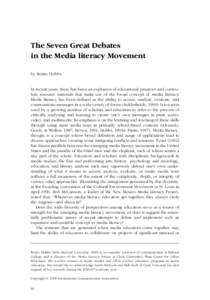 Journal of Communication, WinterThe Seven Great Debates in the Media literacy Movement by Renée Hobbs