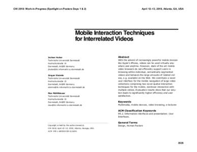 Mobile Interaction Techniques for Interrelated Videos