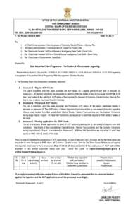 OFFICE OF THE ADDITIONAL DIRECTOR GENERAL RISK MANAGEMENT DIVISION CENTRAL BOARD OF EXCISE AND CUSTOMS 13, SIR VITHALDAS THACKERSEY MARG, NEW MARINE LINES, MUMBAI – TEL NOS.:  FAX NO.: