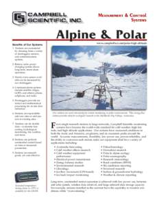 www.campbellsci.com/polar-high-altitude  Benefits of Our Systems 1. Stations are customized by choosing from a variety of dataloggers, sensors,