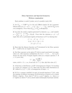 Theoretical physics / Quantum mechanics / Von Neumann algebras / Differential operators / Differential geometry / Clifford algebra / Dirac operator / Spectral triple / Spinor / Physics / Mathematical analysis / Operator theory
