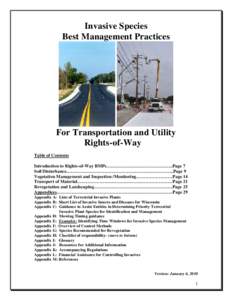 Invasive Species Best Management Practices For Transportation and Utility Rights-of-Way Table of Contents