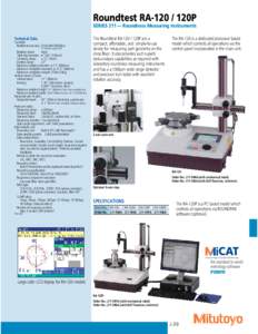 Roundtest RA120P  SERIES 211 — Roundness Measuring Instruments Technical Data  Turntable